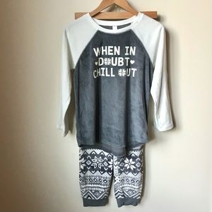 Justice Velour Snowflake Pajama Set Size 12
